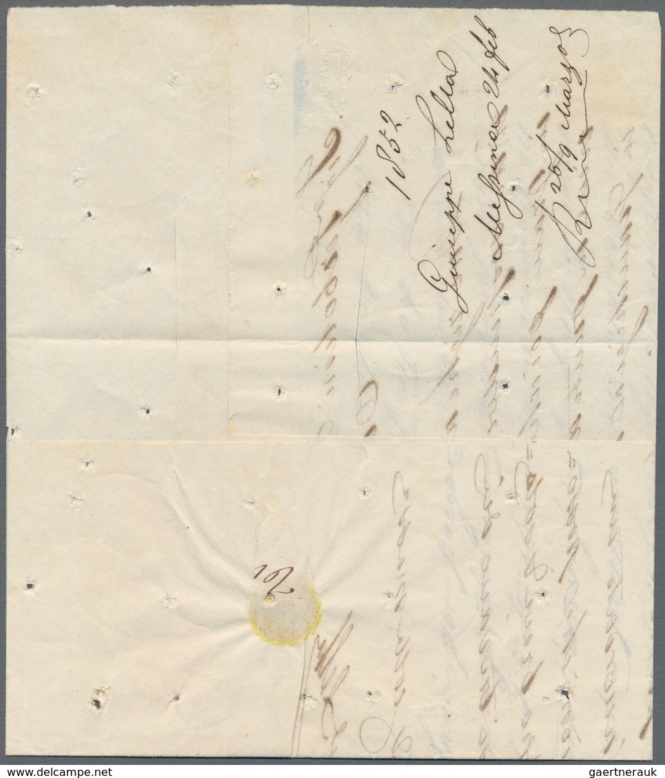 Disinfection Mail: 1852, Entire Letter From Messina, Dated Feb.24th 1852, Forwarded Via Constantinop - Other & Unclassified