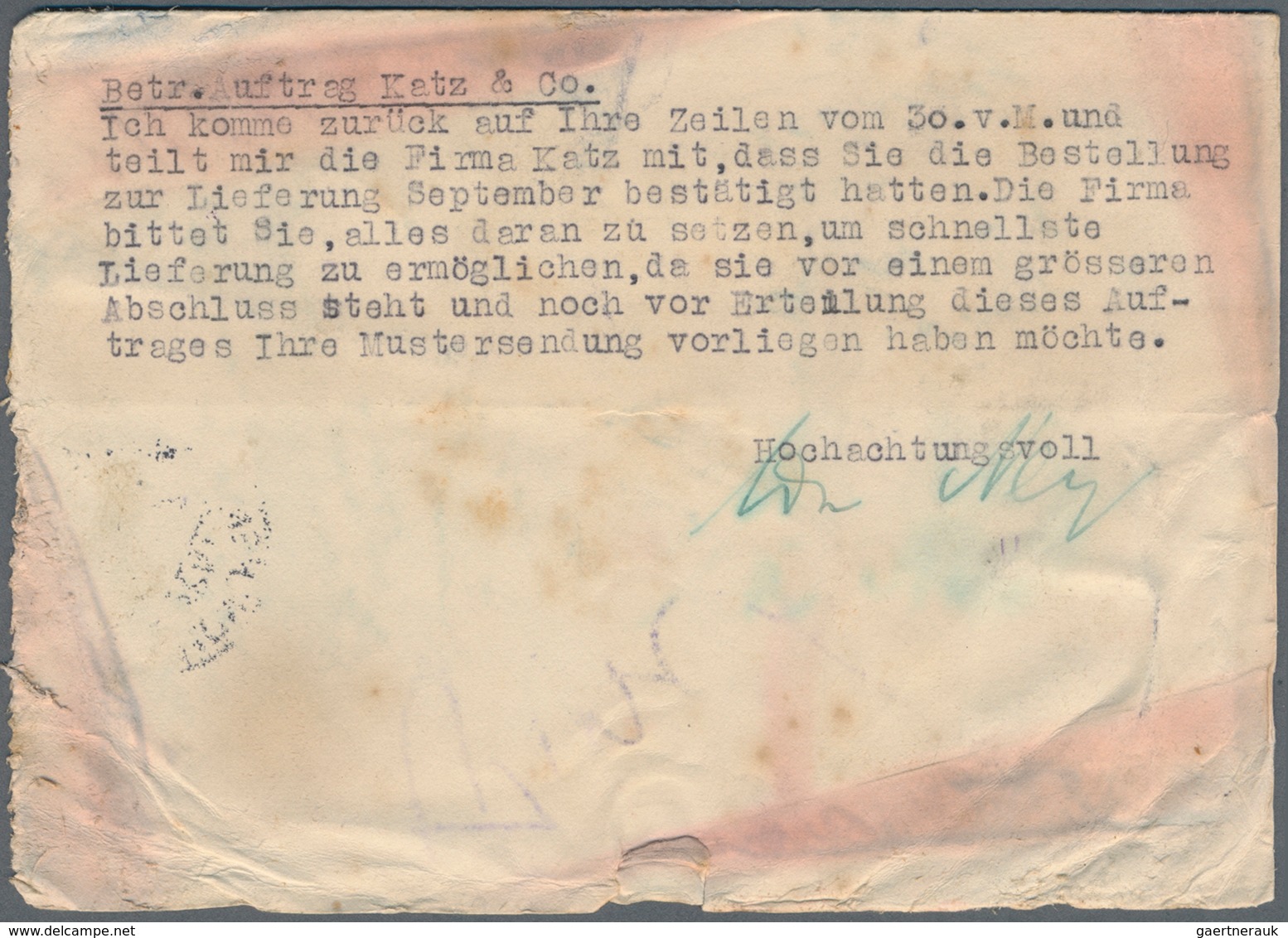 Katastrophenpost: 1937, Special Part Folded Card Form "Sparkarte" Franked 10 P. "TEL AVIV 30 SP 37", - Other & Unclassified