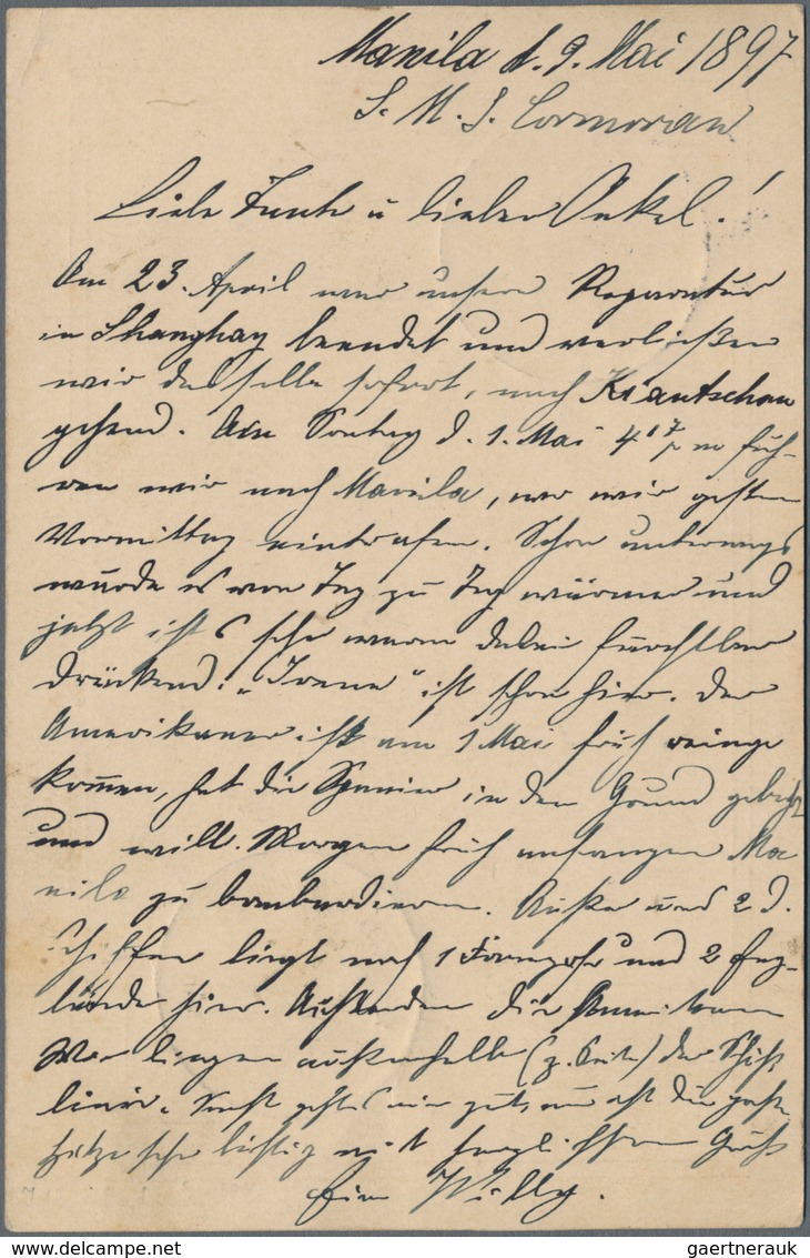 Deutsche Schiffspost - Marine: 1898, 10 Pfg GA-Karte Bzw. 10 Pfg.-Kartenbrief (leichter Querbug) Der - Andere & Zonder Classificatie