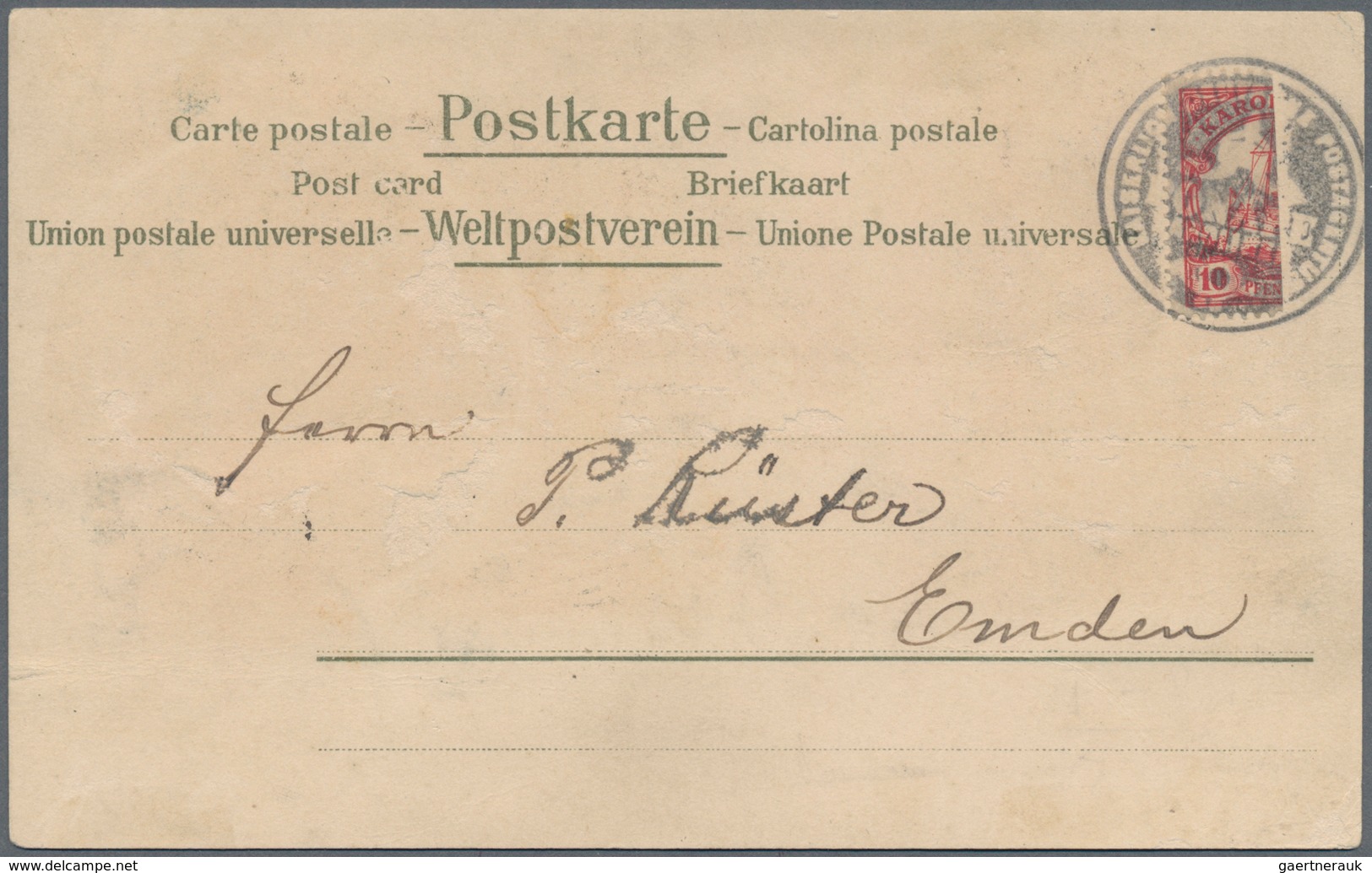 Deutsche Schiffspost - Marine: 1900/01, MSP No. 4 (Irene) auf jap. UPU Karte n. Winzig, MSP No. 43 (
