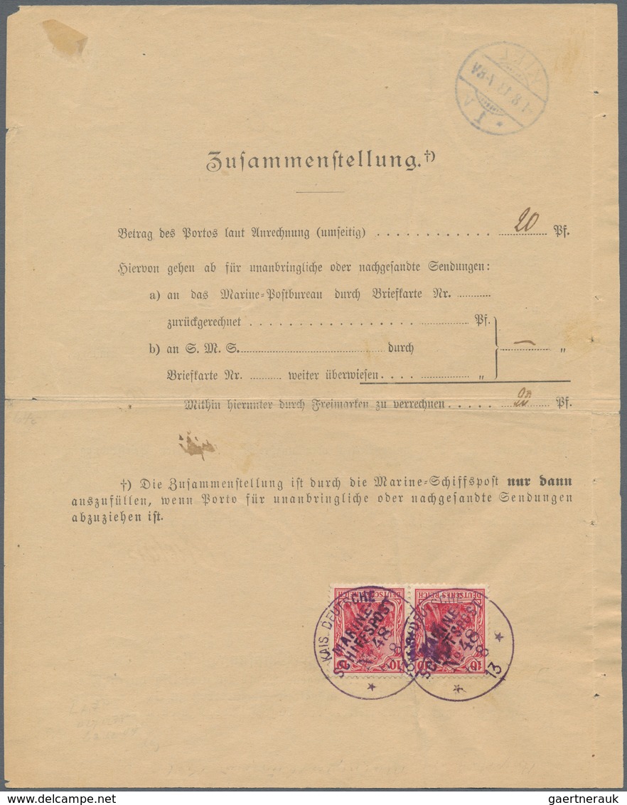 Deutsche Schiffspost - Marine: 1913, 10 Pf Karminrot Germania, Senkr. Paar, Entwertet Mit K1 KAIS.DE - Otros & Sin Clasificación