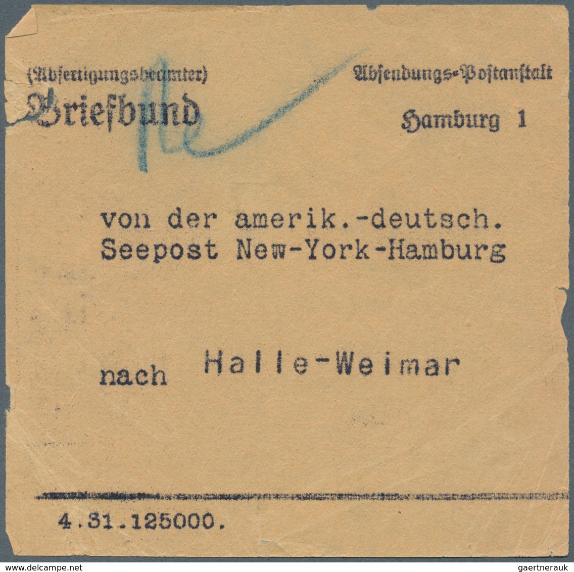 Deutsche Schiffspost Im Ausland - Seepost: 1931 - 33, Amerikan.-deut. Seepost New York - Hamburg, 10 - Other & Unclassified