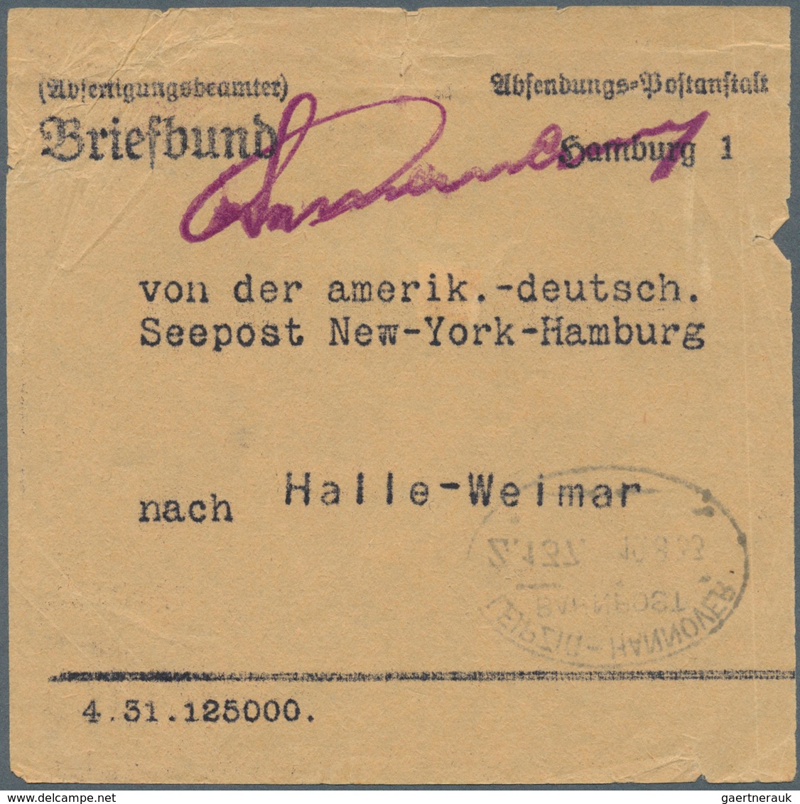 Deutsche Schiffspost im Ausland - Seepost: 1931 - 33, amerikan.-deut. Seepost New York - Hamburg, 10