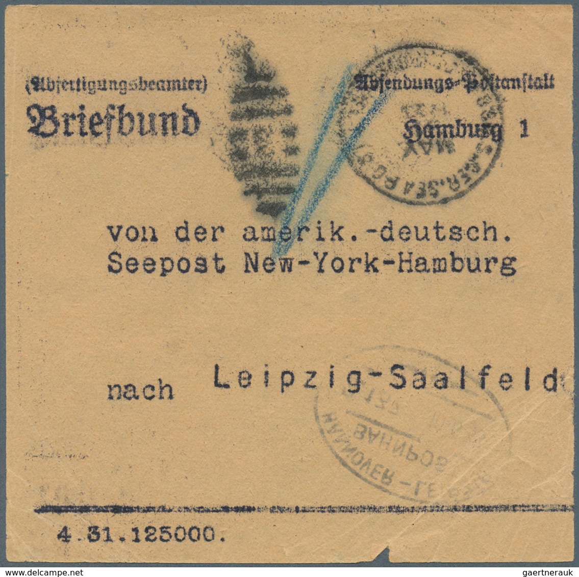 Deutsche Schiffspost im Ausland - Seepost: 1931 - 33, amerikan.-deut. Seepost New York - Hamburg, 10