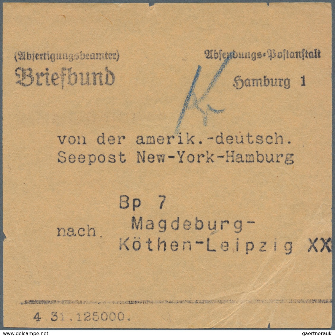 Deutsche Schiffspost im Ausland - Seepost: 1931 - 33, amerikan.-deut. Seepost New York - Hamburg, 10