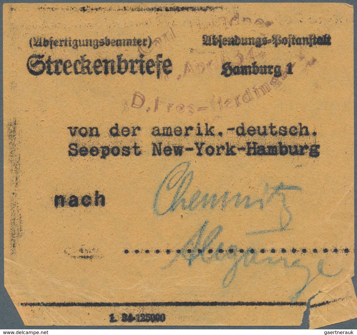 Deutsche Schiffspost im Ausland - Seepost: 1931 - 33, amerikan.-deut. Seepost New York - Hamburg, 10