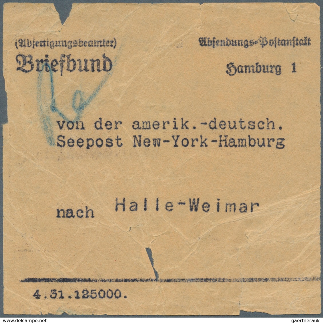 Deutsche Schiffspost im Ausland - Seepost: 1931 - 33, amerikan.-deut. Seepost New York - Hamburg, 10