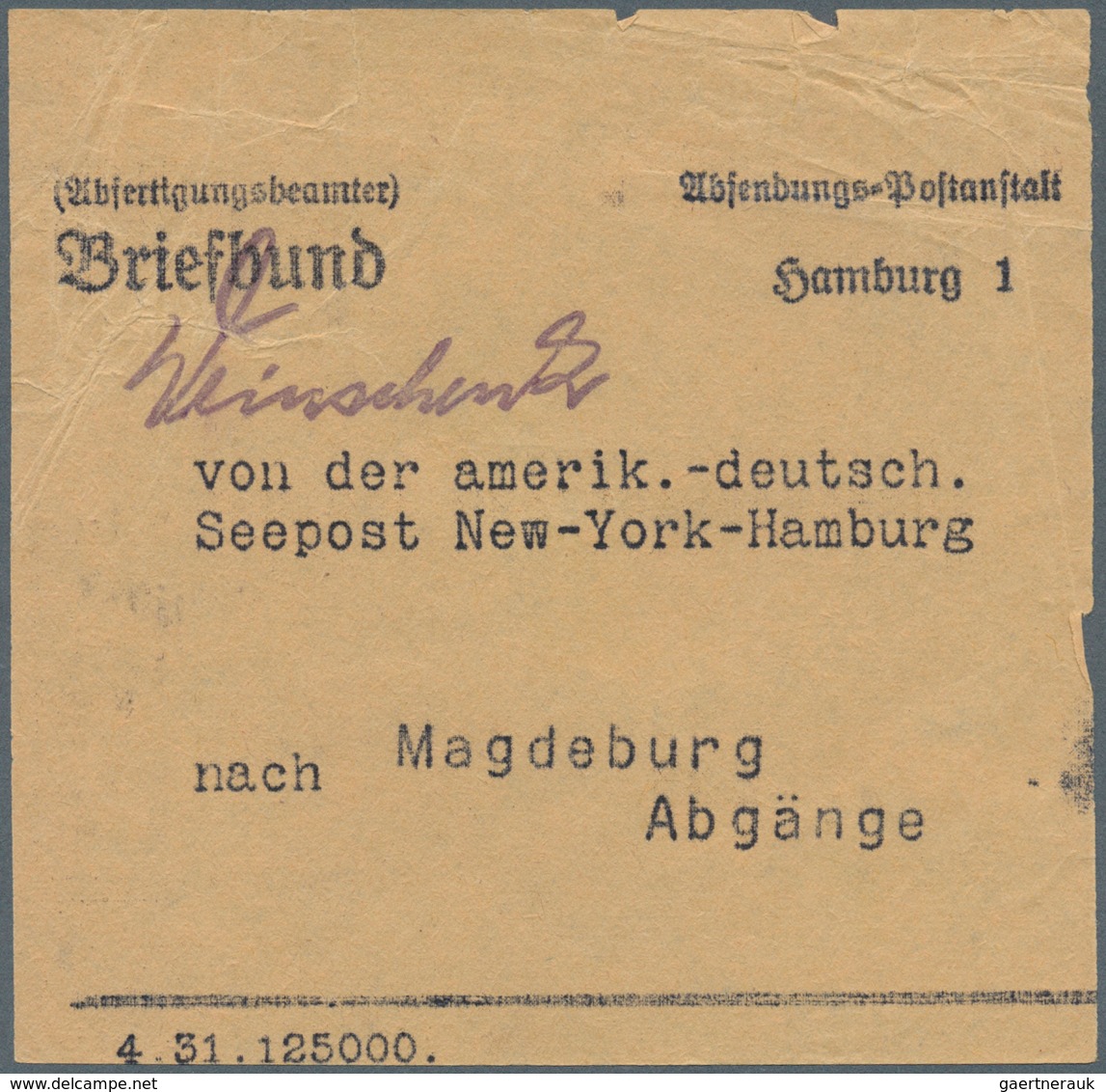 Deutsche Schiffspost im Ausland - Seepost: 1931 - 33, amerikan.-deut. Seepost New York - Hamburg, 10