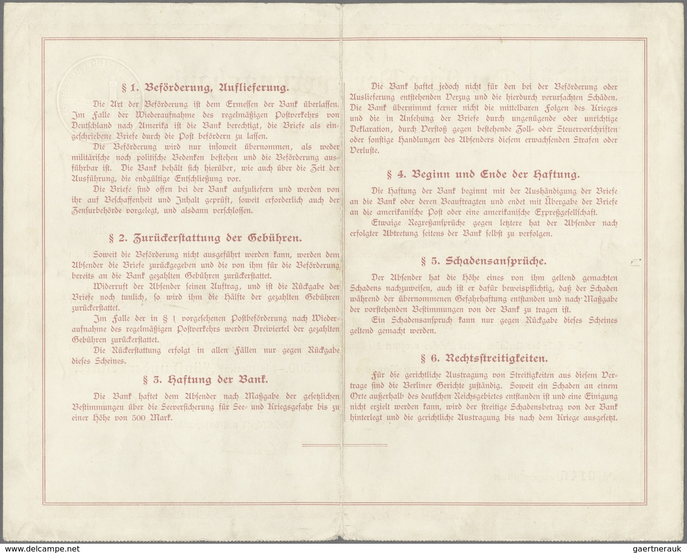 Deutsche Schiffspost - Seepostmarken: Deutsche Ozean-Reederei 1916, Wertkarte 50 Mark Lilakarmin Ohn - Other & Unclassified
