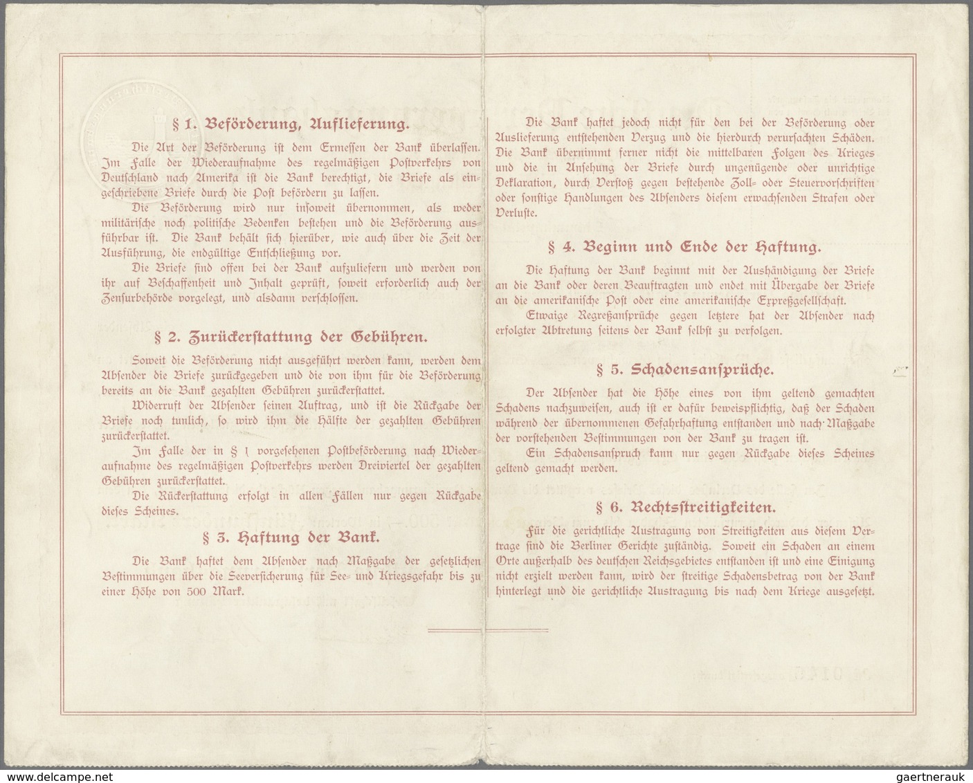 Deutsche Schiffspost - Seepostmarken: Deutsche Ozean-Reederei 1916, Wertkarte 50 Mark Lilakarmin Ohn - Andere & Zonder Classificatie