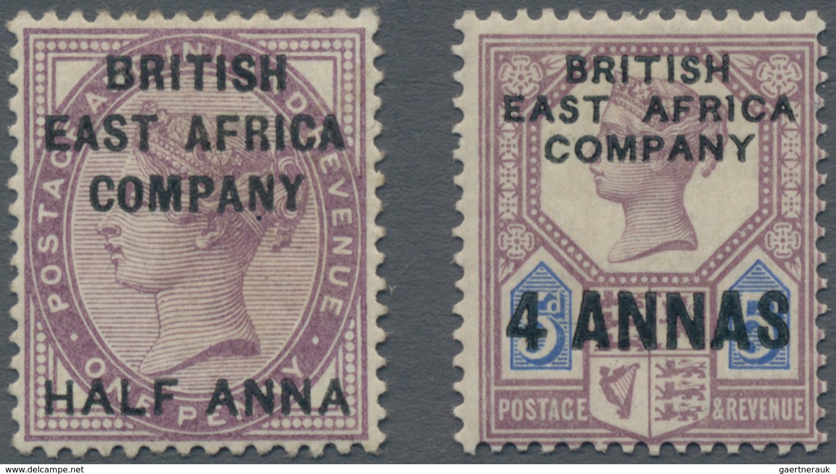 Britisch-Ostafrika Und Uganda: 1890 ½a. On 1d. And 4a. On 5d. Both Mint Lightly Hinged, Fresh And Ve - Protectorados De África Oriental Y Uganda