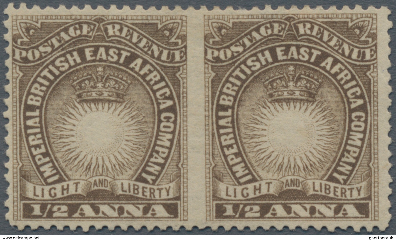 Britisch-Ostafrika Und Uganda: 1890-95 1a. Brown Horizontal Pair, Variety IMPERFORATED BETWEEN, Moun - Protectoraten Van Oost-Afrika En Van Oeganda