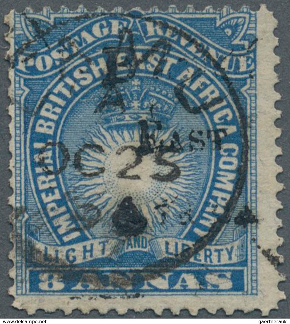 Britisch-Ostafrika Und Uganda: 1895 8a. Blue, Variety Large Part Of Overprint Missing (= Reading "B - East Africa & Uganda Protectorates