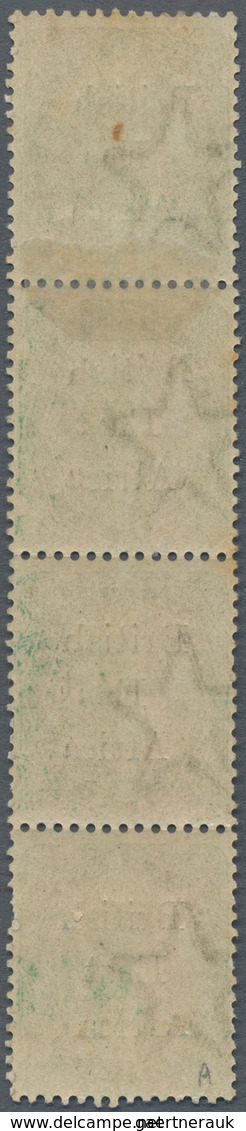 Britisch-Ostafrika Und Uganda: 1895-96 QV 2a6p. Yellow-green Vertical Strip Of Four, Overprint Varie - East Africa & Uganda Protectorates