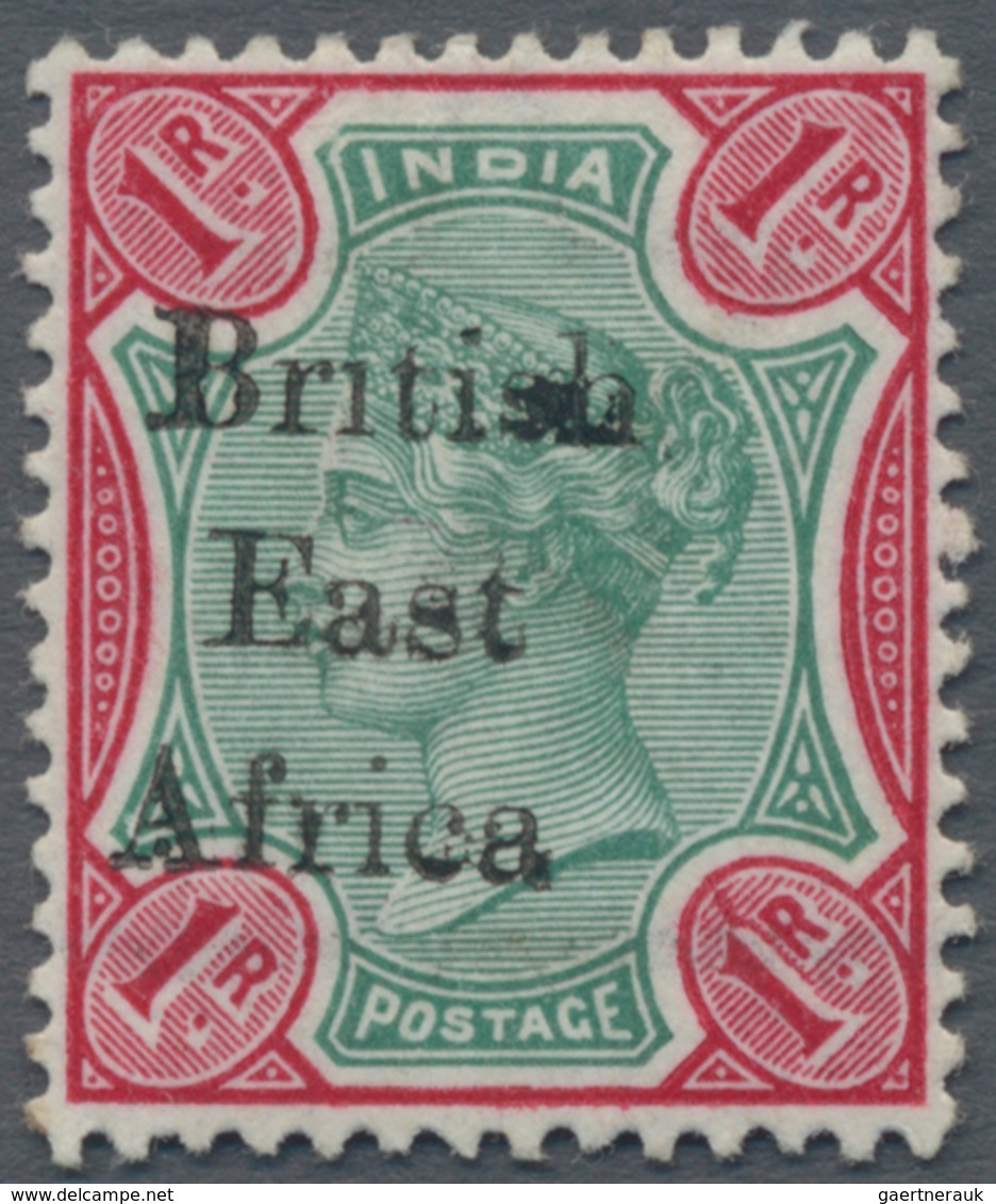 Britisch-Ostafrika Und Uganda: 1895-96 QV 1r. Green & Aniline Carmine, Showing Ovpt. Variety "Br1tis - East Africa & Uganda Protectorates