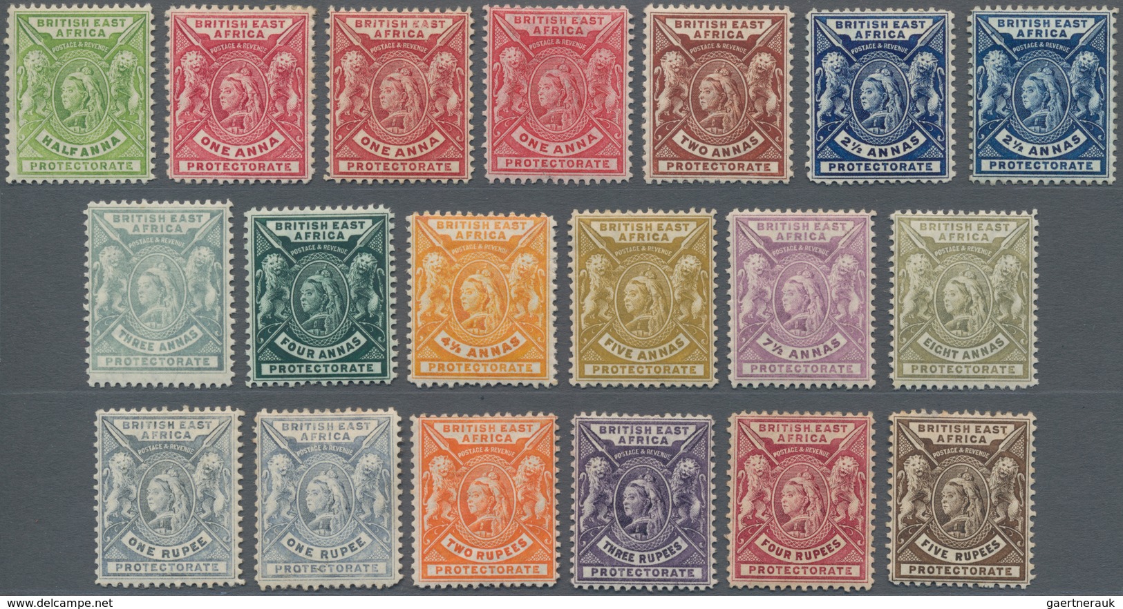 Britisch-Ostafrika Und Uganda: 1896-1901 QV Complete Set Of 15 Plus 4 Colour Shades, Mint Lightly Hi - East Africa & Uganda Protectorates