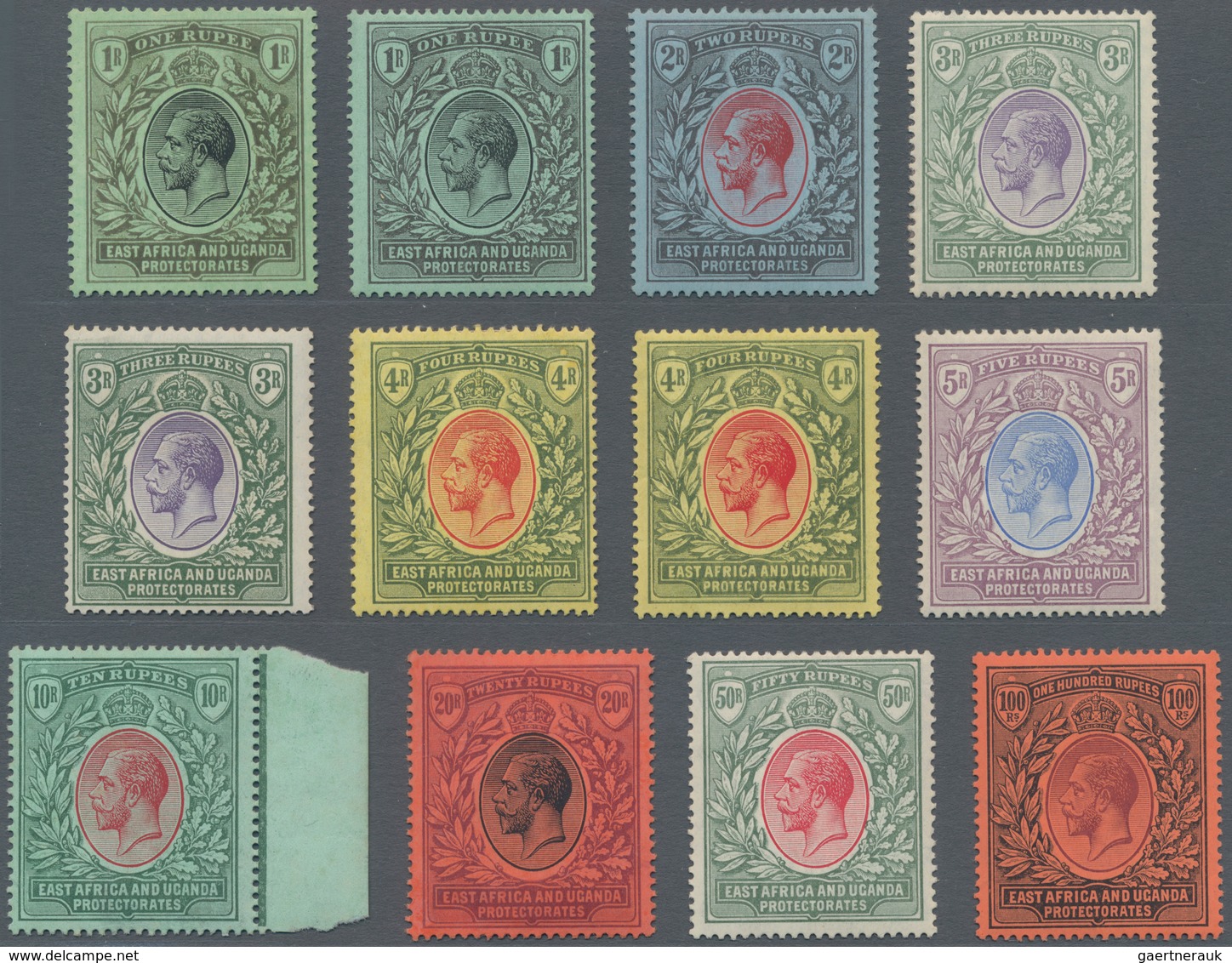 Britisch-Ostafrika Und Uganda: 1912-21 KGV. Set Of 32 Mint Stamps Including Almost All Listed Colour - Protectoraten Van Oost-Afrika En Van Oeganda