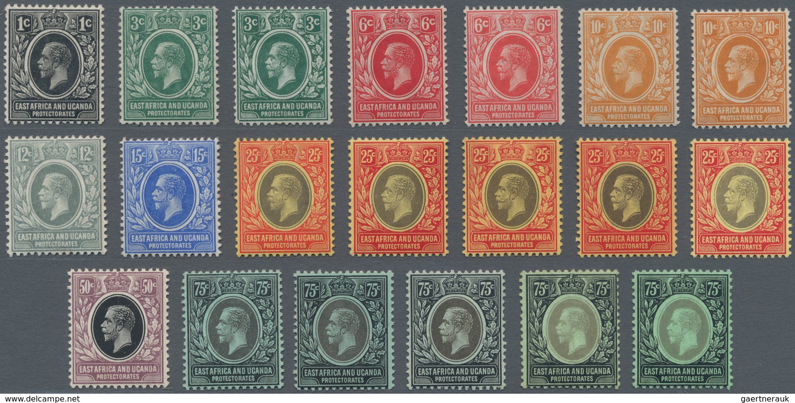 Britisch-Ostafrika Und Uganda: 1912-21 KGV. Set Of 32 Mint Stamps Including Almost All Listed Colour - East Africa & Uganda Protectorates