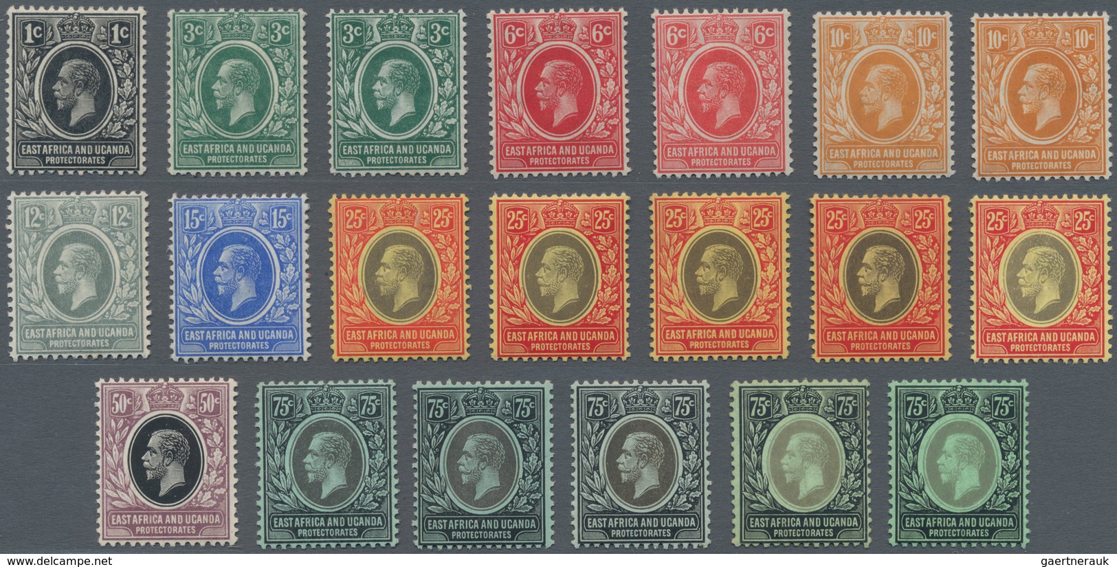 Britisch-Ostafrika Und Uganda: 1912-21 KGV. Set Of 32 Mint Stamps Including Almost All Listed Colour - Protectoraten Van Oost-Afrika En Van Oeganda