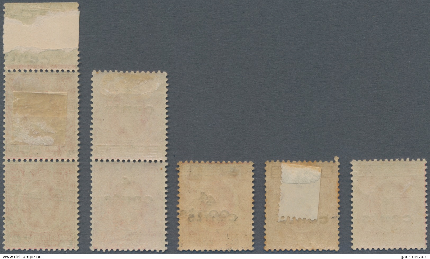 Britisch-Ostafrika Und Uganda: 1921 4c. On 6c. Scarlet, Seven Stamps (incl. Two Pairs), With Mint An - Herrschaften Von Ostafrika Und Uganda
