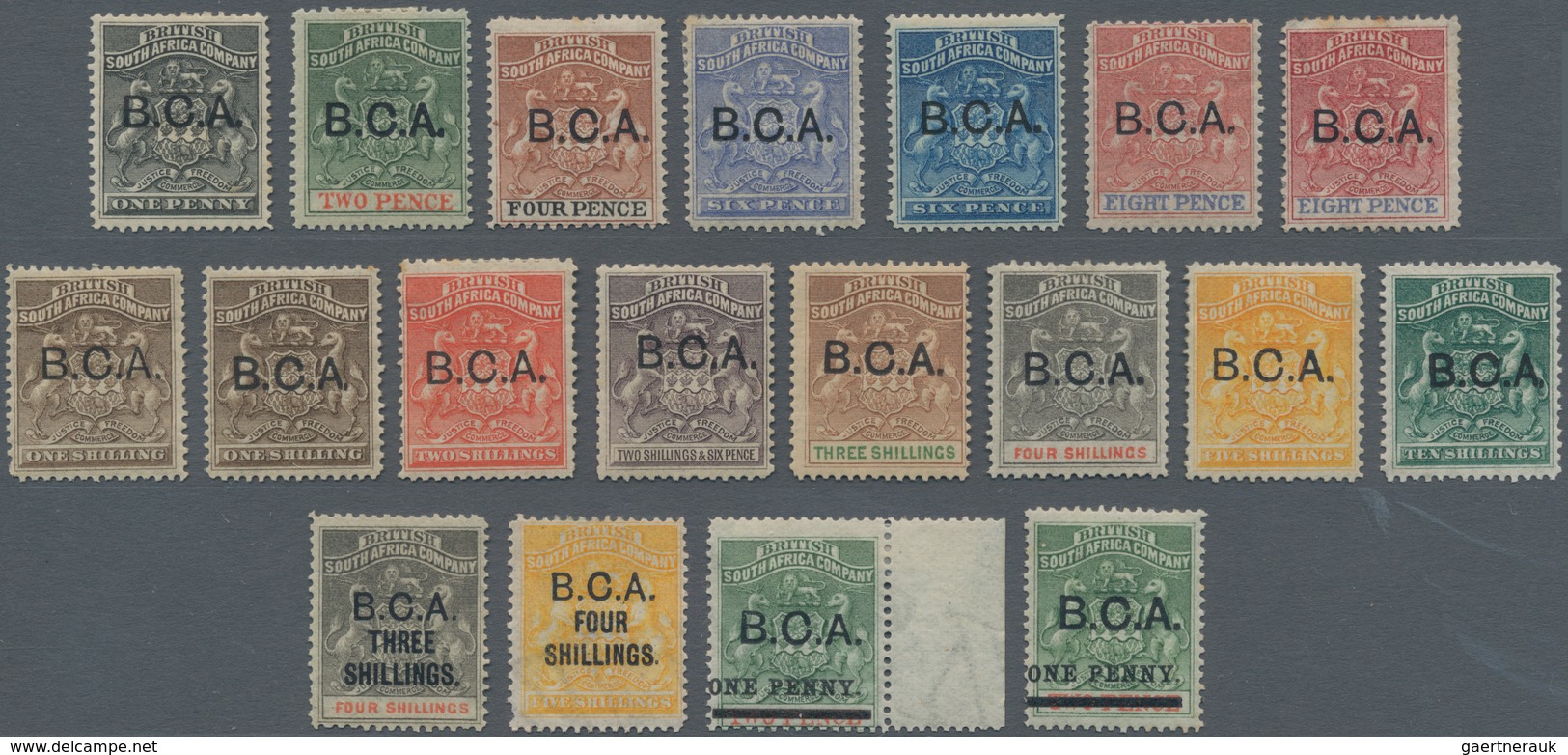 Britisch-Zentralafrika: 1891-95 Short Set Of 15 Up To 10s. Incl. Colour Shades Plus Four Stamp Optd. - Other & Unclassified