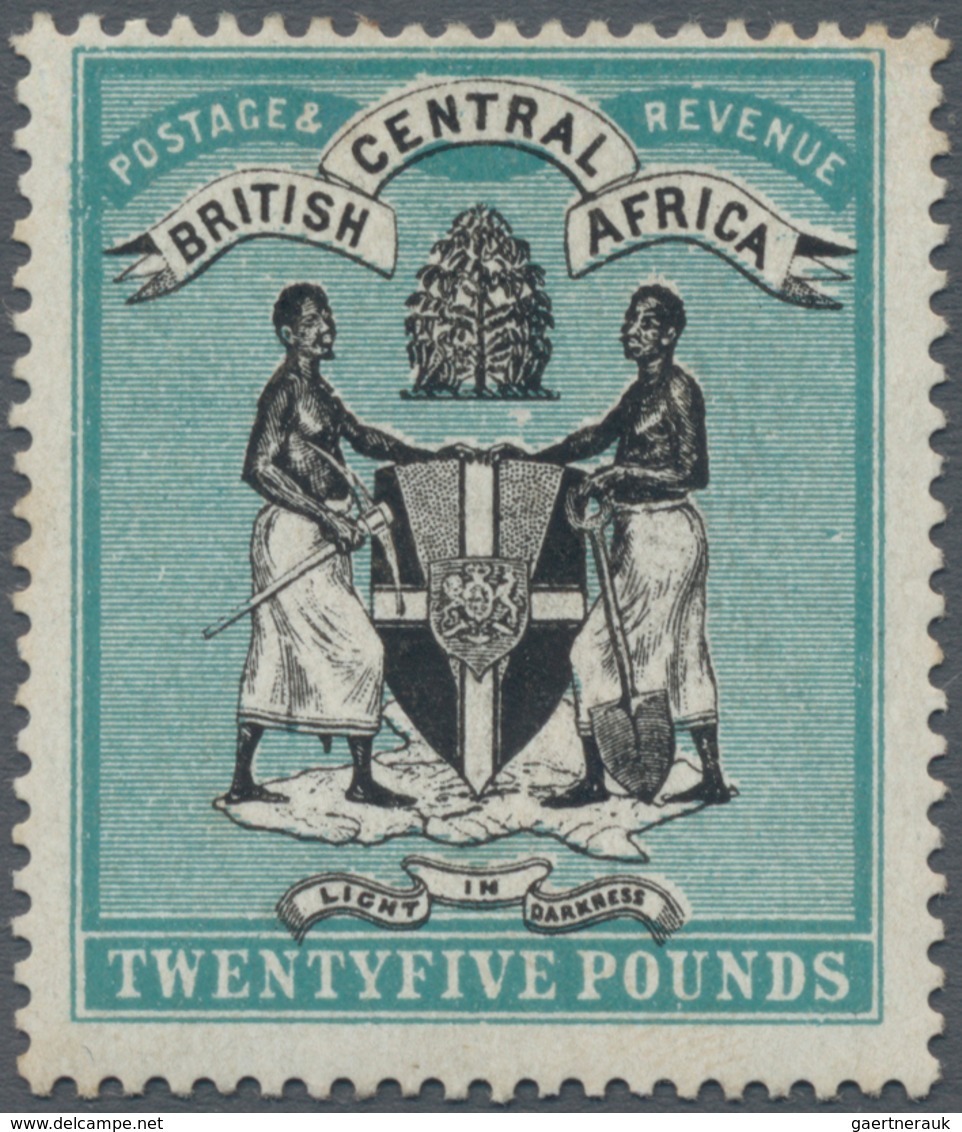 Britisch-Zentralafrika: 1895 'Coat Of Arms' £25 Black & Blue-green, No Wmk, Mint Lightly Hinged, Lig - Other & Unclassified