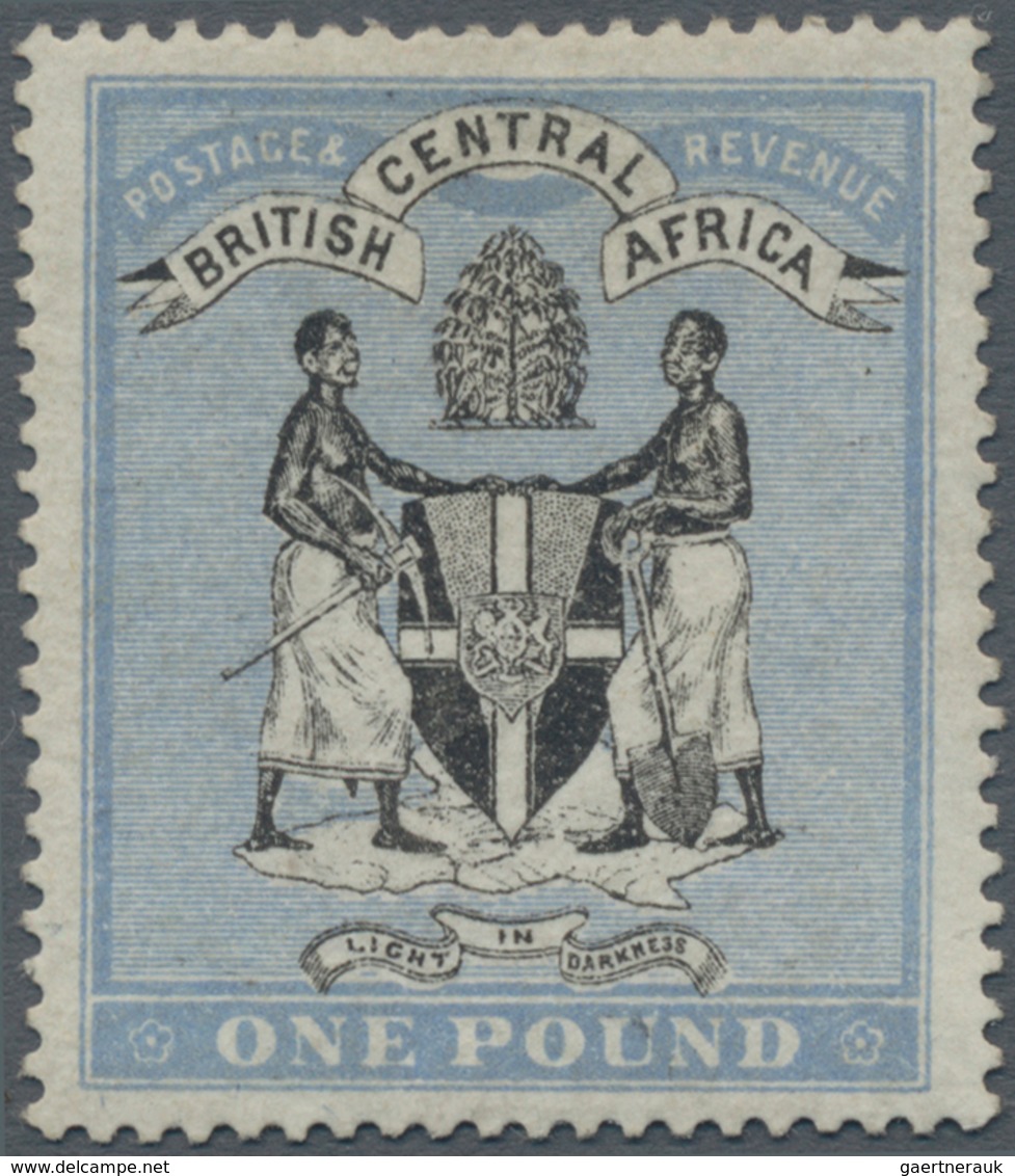 Britisch-Zentralafrika: 1896 'Arms' £1 Black & Blue, Wmk Crown CC, Mint Lightly Hinged, Fresh And Fi - Other & Unclassified