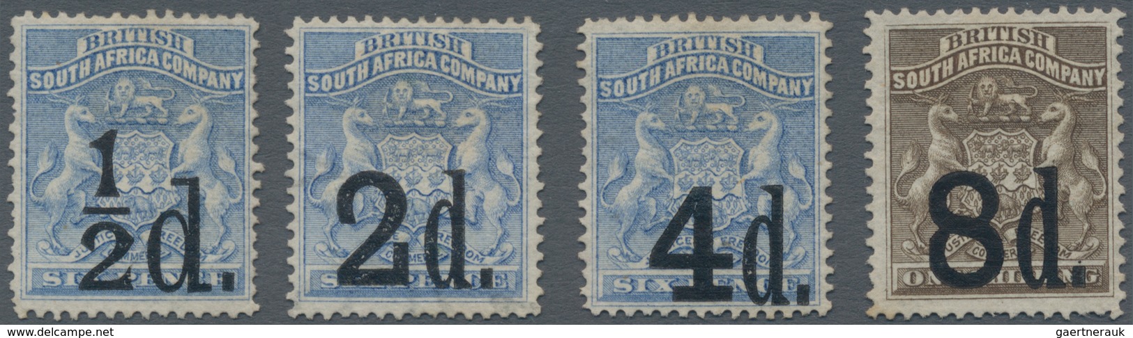Britische Südafrika-Gesellschaft: 1892 Provisionals Complete Set Of Four, Mounted Mint, Lightly Tone - Non Classificati