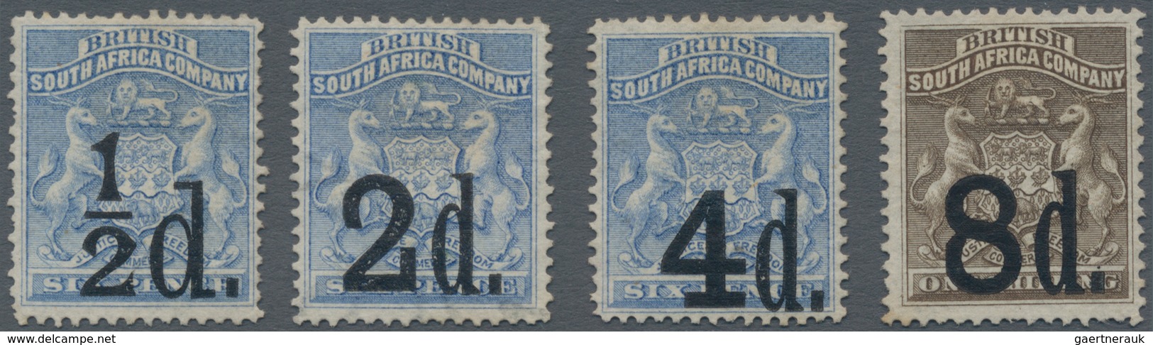 Britische Südafrika-Gesellschaft: 1892 Provisionals Complete Set Of Four, Mounted Mint, Lightly Tone - Unclassified