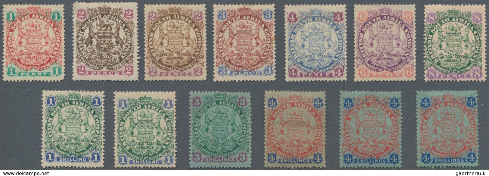 Britische Südafrika-Gesellschaft: 1896-97 Complete Set To 4s. Plus Additions From Plates 1 And 2 (Di - Unclassified