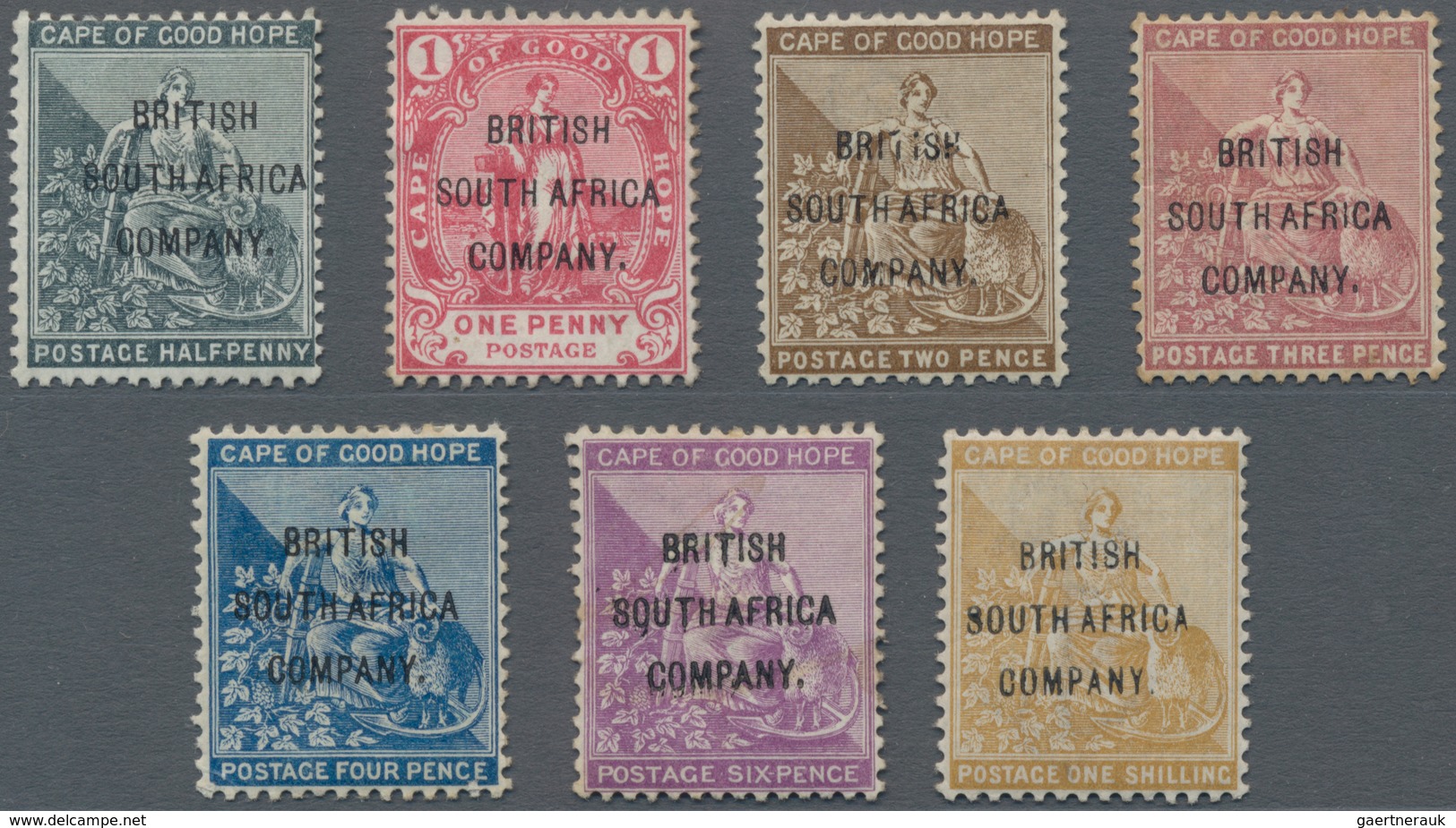 Britische Südafrika-Gesellschaft: 1896 Complete Set Of Seven Up To 1s., All Mounted Mint, The 3d. An - Zonder Classificatie