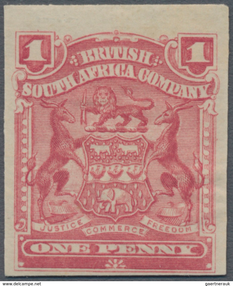 Britische Südafrika-Gesellschaft: 1898-1908 1d. Rose IMPERFORATED Single, Mounted Mint, Fresh And Fi - Zonder Classificatie