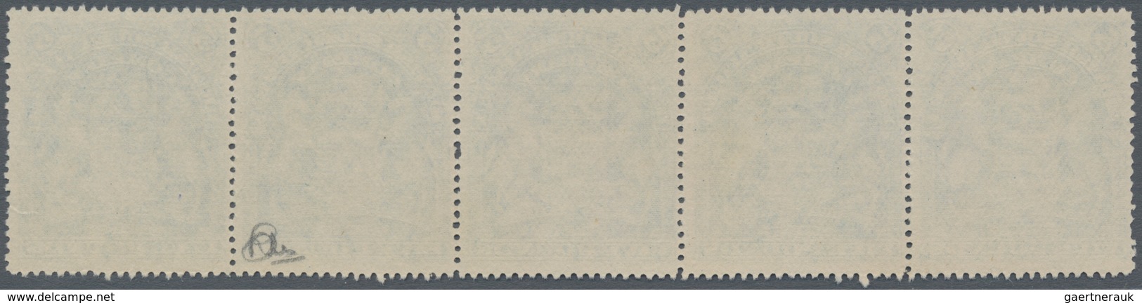 Britische Südafrika-Gesellschaft: 1901, £5 Deep Blue, Horizontal Strip Of Five, Unused Without Gum, - Unclassified