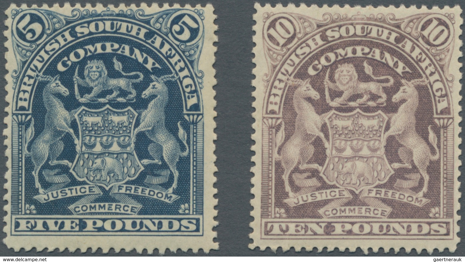Britische Südafrika-Gesellschaft: 1901, £5 Deep Blue And £10 Lilac, Mint Original Gum With Adhesion - Unclassified