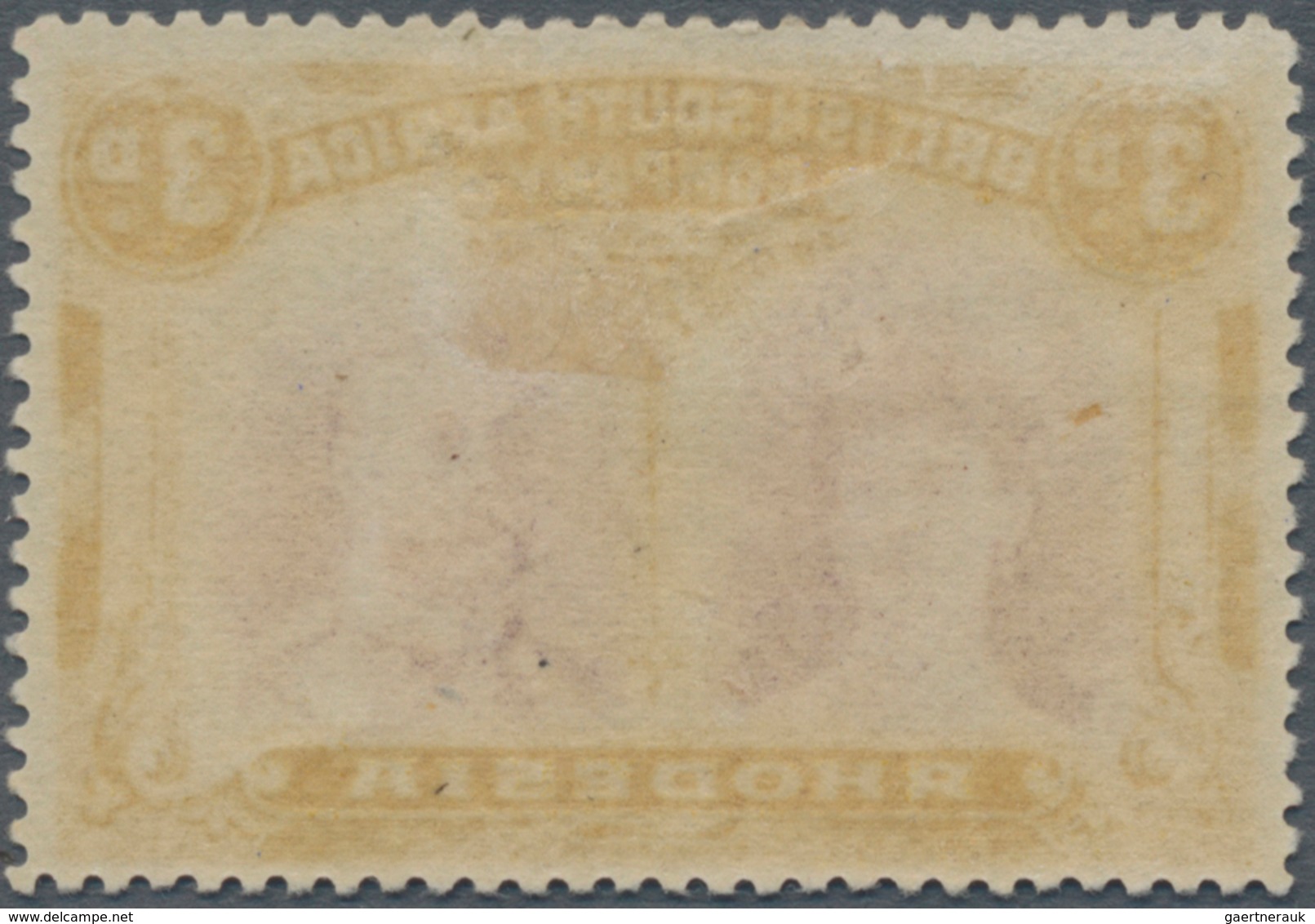 Britische Südafrika-Gesellschaft: 1910-13 'Double Head' 3d. Claret & Pale Yellow-ochre, PERFORATED 1 - Unclassified
