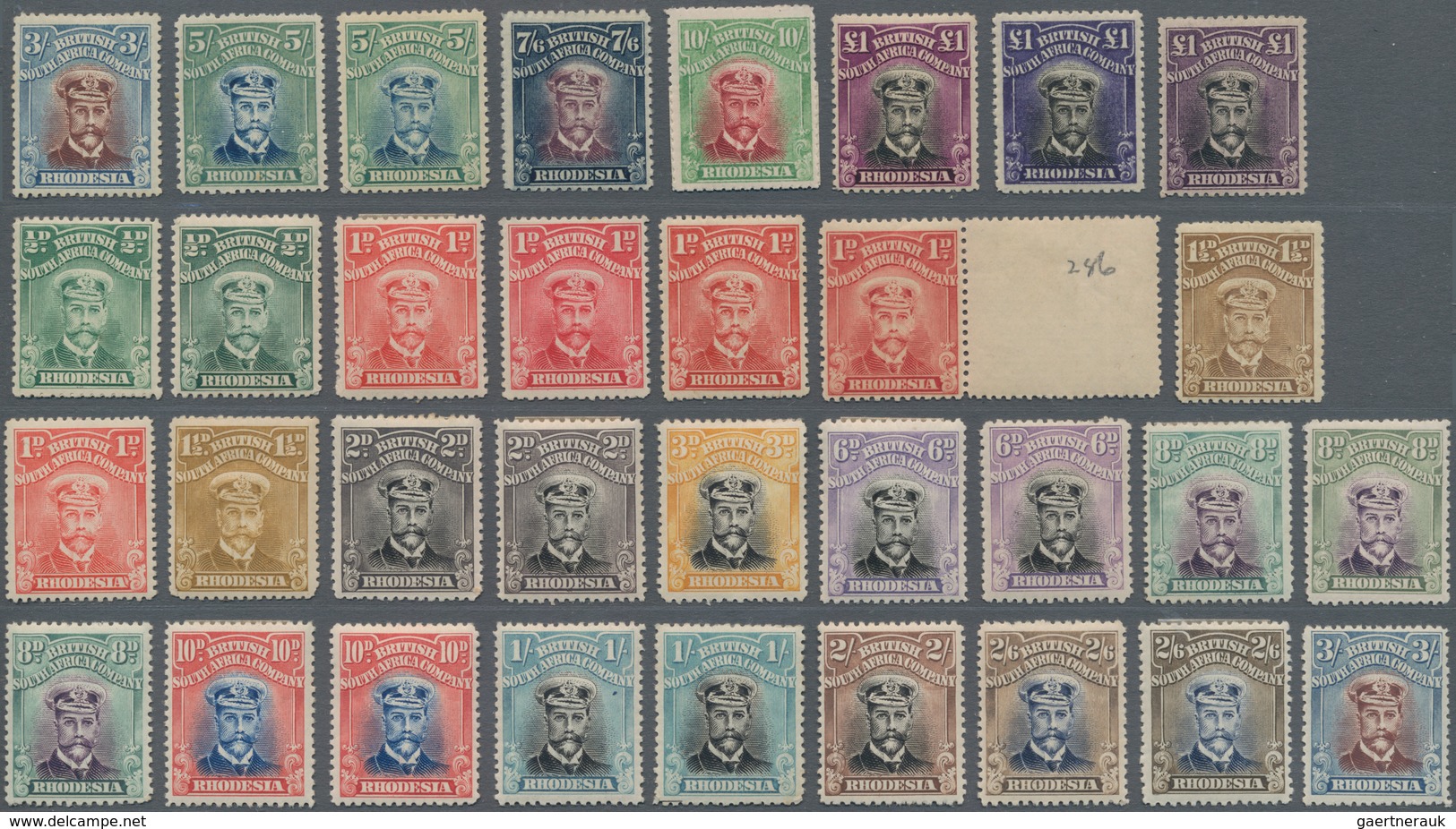 Britische Südafrika-Gesellschaft: 1913-24 KGV. issues: Specialized combination of 167 mint stamps, f