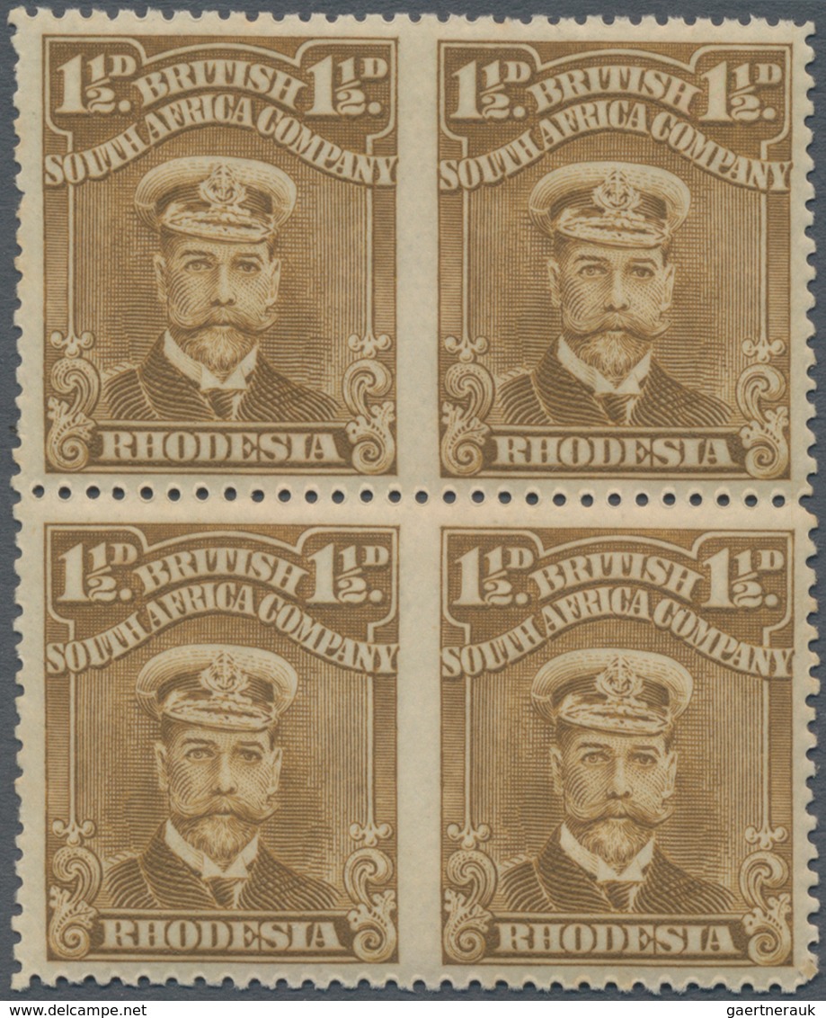 Britische Südafrika-Gesellschaft: 1913-19 KGV. 1½d. Brown-ochre Block Of Four, Imperf Vertically Bet - Unclassified