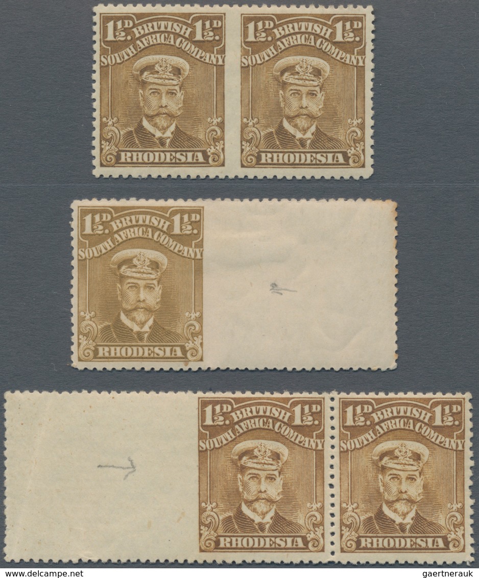 Britische Südafrika-Gesellschaft: 1913-19 KGV. 1½a. Brown-ochre Horizontal Pair, IMPERFORATED BETWEE - Zonder Classificatie