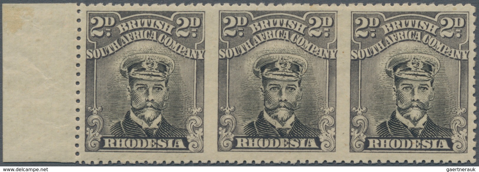 Britische Südafrika-Gesellschaft: 1913-19 KGV. 2d. Black & Grey-black, Head Die III, Perf 14, Left-h - Unclassified