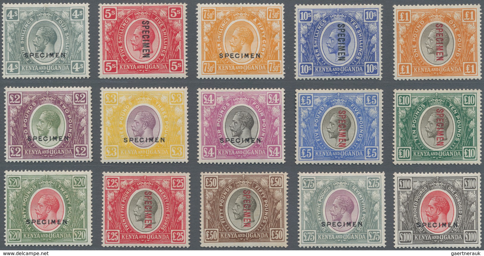 Ostafrikanische Gemeinschaft: 1922-27 KGV. Complete Set Of 30 Up To 100r. All Optd. "SPECIMEN", Plus - Brits Oost-Afrika