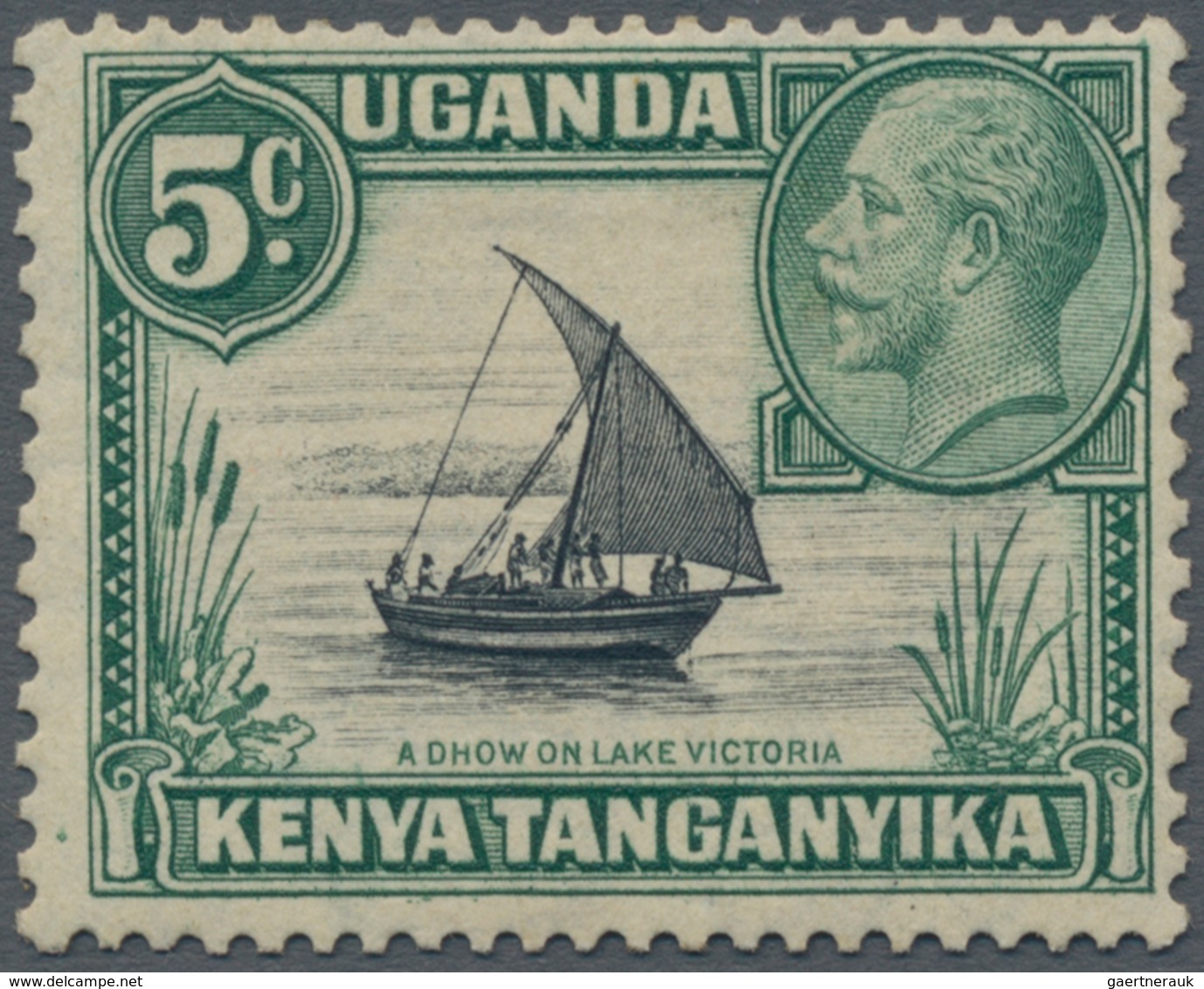 Ostafrikanische Gemeinschaft: 1935-37 'Dhow' 5c. Black & Green, Die II (Rope Jointed To Sail), Perf - África Oriental Británica