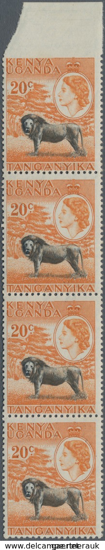 Ostafrikanische Gemeinschaft: 1954 'Lion' 20c. Black & Orange, Top Marginal Vertical Strip Of Four, - Afrique Orientale Britannique