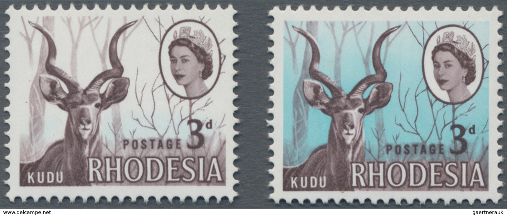 Rhodesien: 1966 'Kudu' 3d. With "PALE BLUE OMITTED", Mint Never Hinged, Fresh And Very Fine. In Add. - Autres & Non Classés