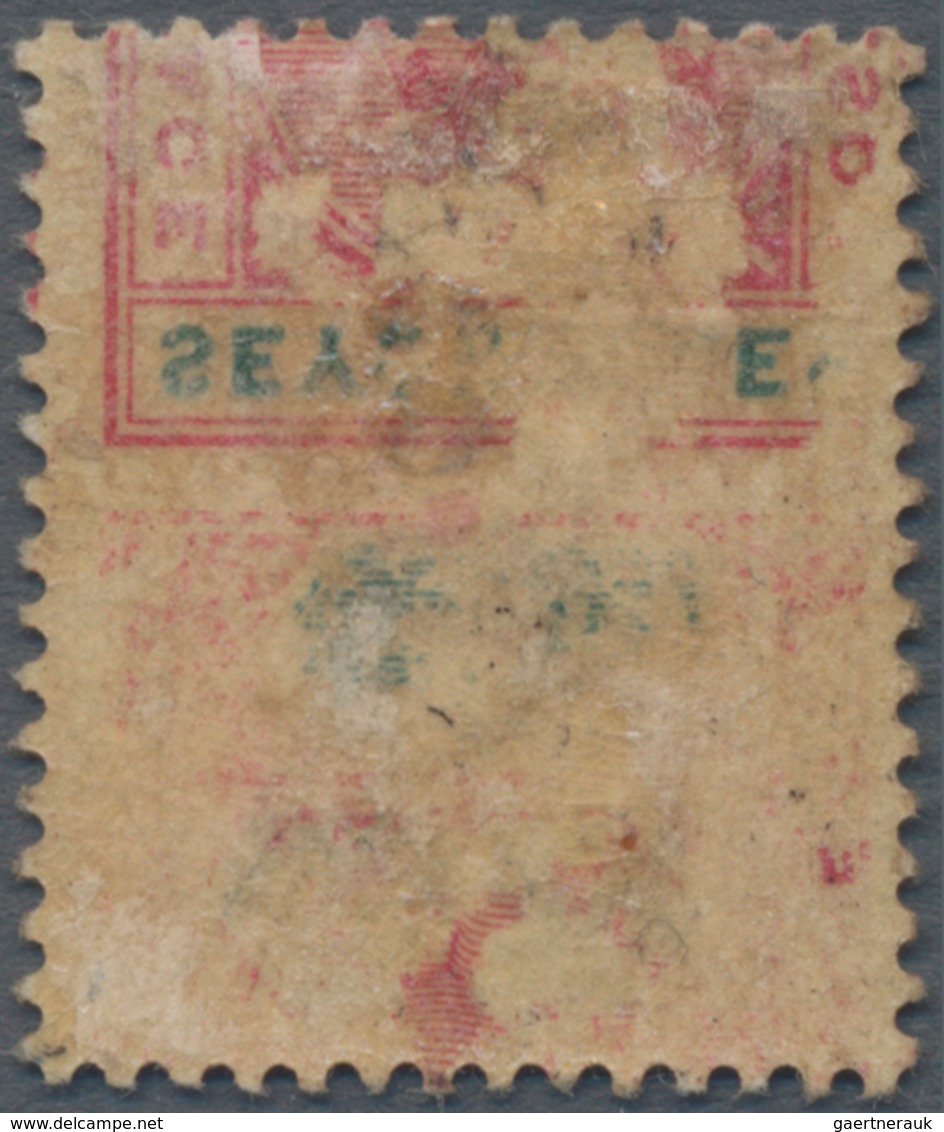 Seychellen: 1893 QV 3c. On 4c. Carmine & Green, Variety "OVERPRINT INVERTED", Mounted Mint With Part - Seychelles (...-1976)