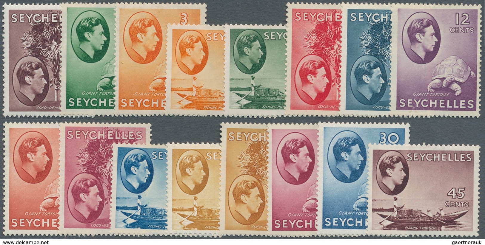 Seychellen: 1938/1949, KGVI Pictorial Definitives Complete Simplified Set Of 25, Mint Hinged And Sca - Seychelles (...-1976)