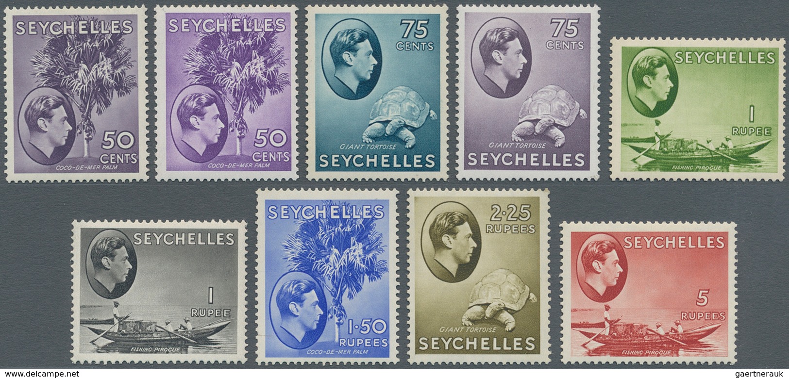 Seychellen: 1938/1949, KGVI Pictorial Definitives Complete Simplified Set Of 25, Mint Hinged And Sca - Seychelles (...-1976)