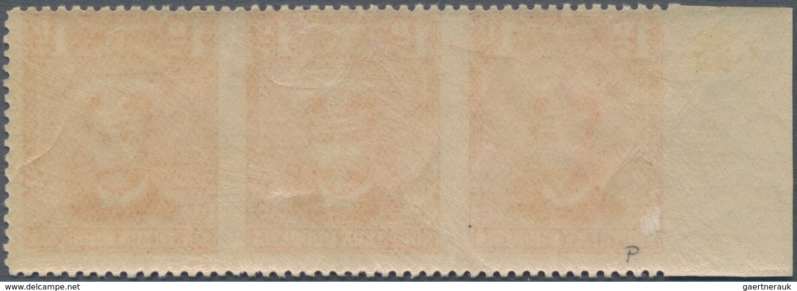 Süd-Rhodesien: 1924-29 KGV. 1d. Bright Rose, Horizontal Strip Of Three With Sheet Margin At Left, IM - Southern Rhodesia (...-1964)