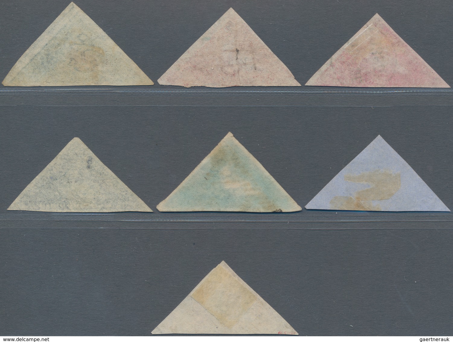 Kap Der Guten Hoffnung: 1853-64 Group Of Seven Used Triangles, With Four Of 4d. (from Early Perkins - Cape Of Good Hope (1853-1904)