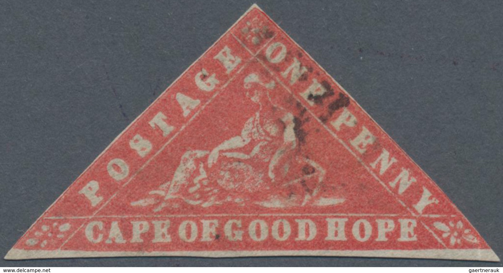 Kap Der Guten Hoffnung: 1861 "Wood-block" 1 D Vermillion On Laid Paper, Used, Slightly Touched Lower - Cape Of Good Hope (1853-1904)