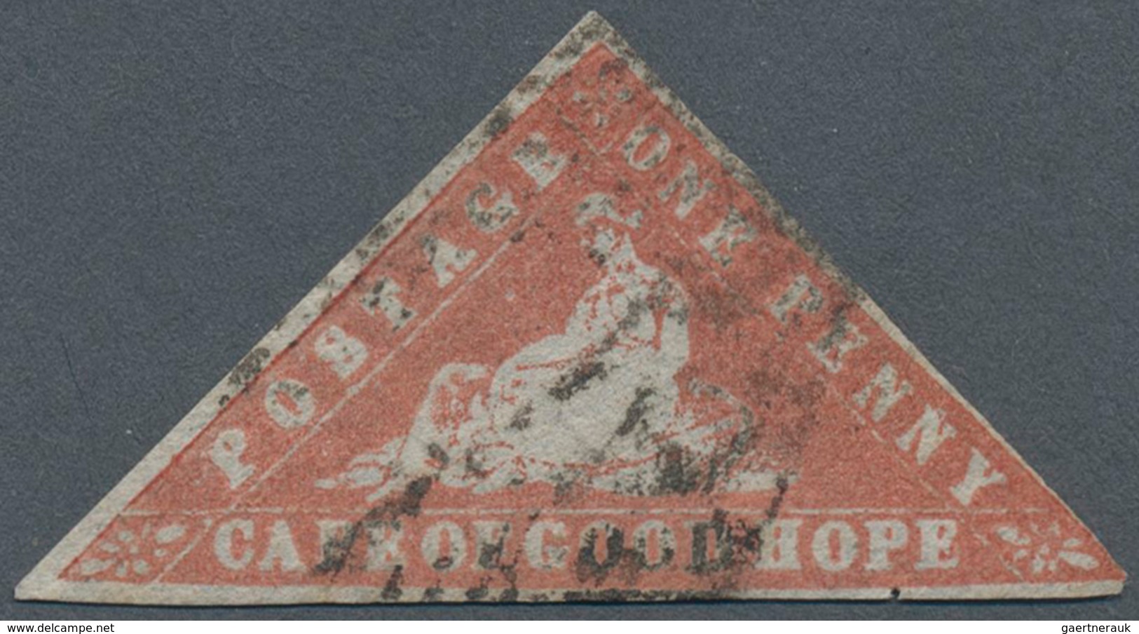 Kap Der Guten Hoffnung: 1861 "Wood-block" 1d. Brick-red On Laid Paper, Used And Cancelled By Small " - Kaap De Goede Hoop (1853-1904)